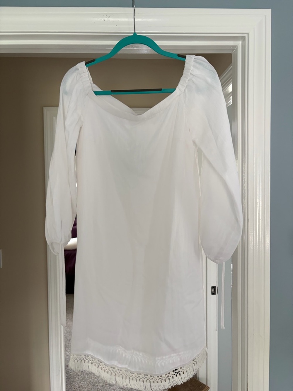 Lilly Pulitzer White Peasant Boho Tunic Dress with Crochet Hem
